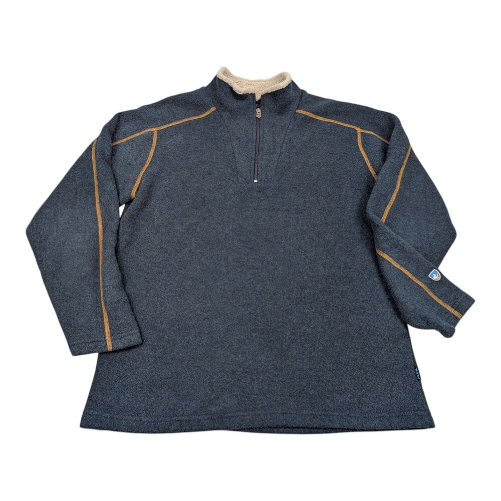 Kuhl Alfpaca Fleece‎ Pullover Jacket Men’s Medium Blue 1/4 Zip Classic Fit